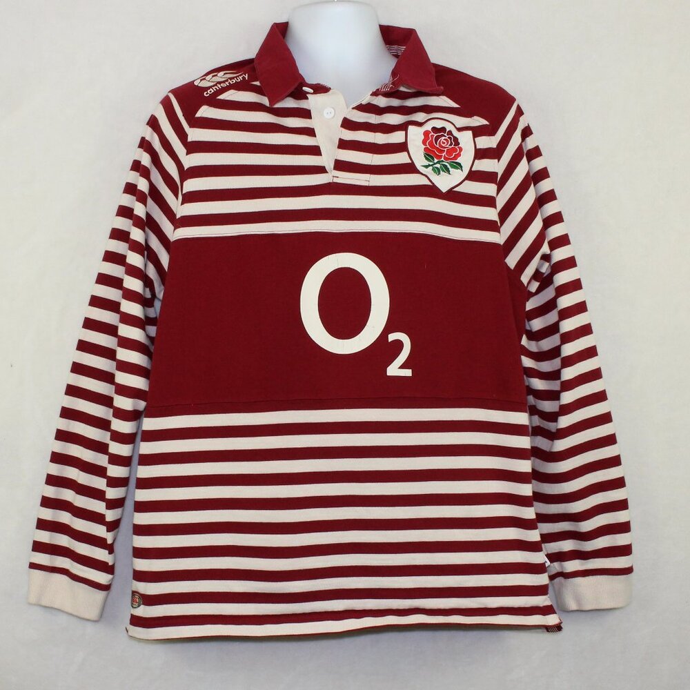 Rare Canterburry Stripe Long Sleeve England Rugby O2 Jersey (XL)